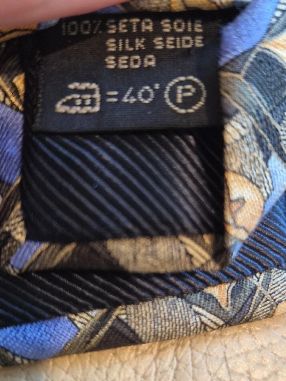 Ermenegildo Zegna Silk Made In Italy Geometric Pattern Tie in Blue,Green and Tan